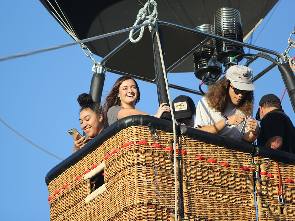 Cowley College students take balloon rides in Carver Park