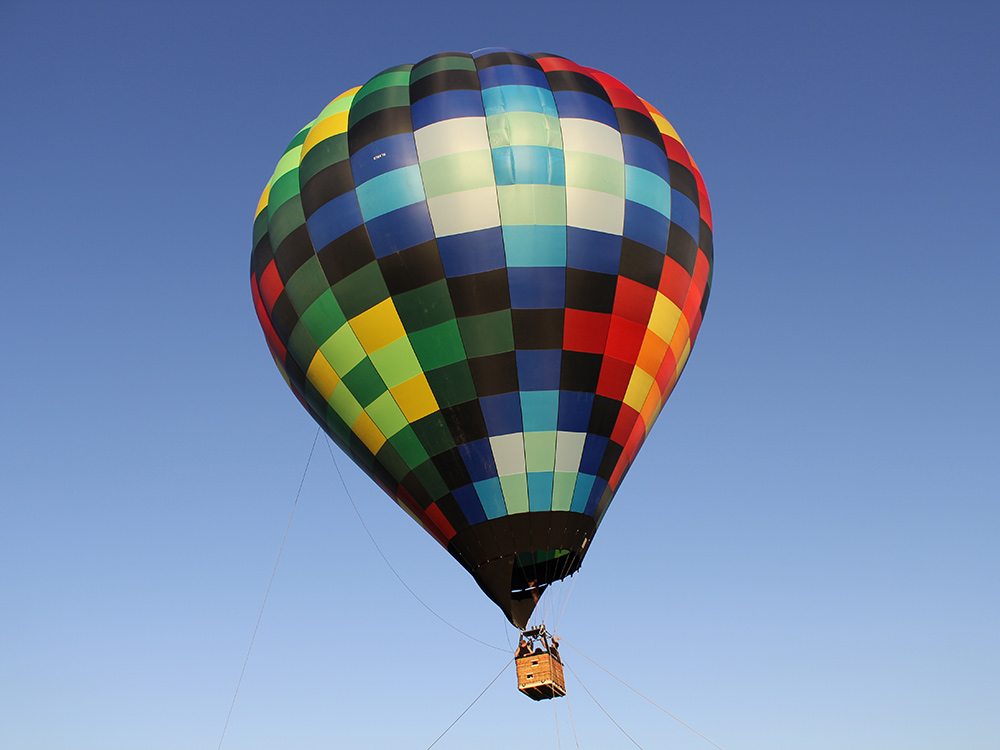 Students in balloon ride floating above Arkansas City