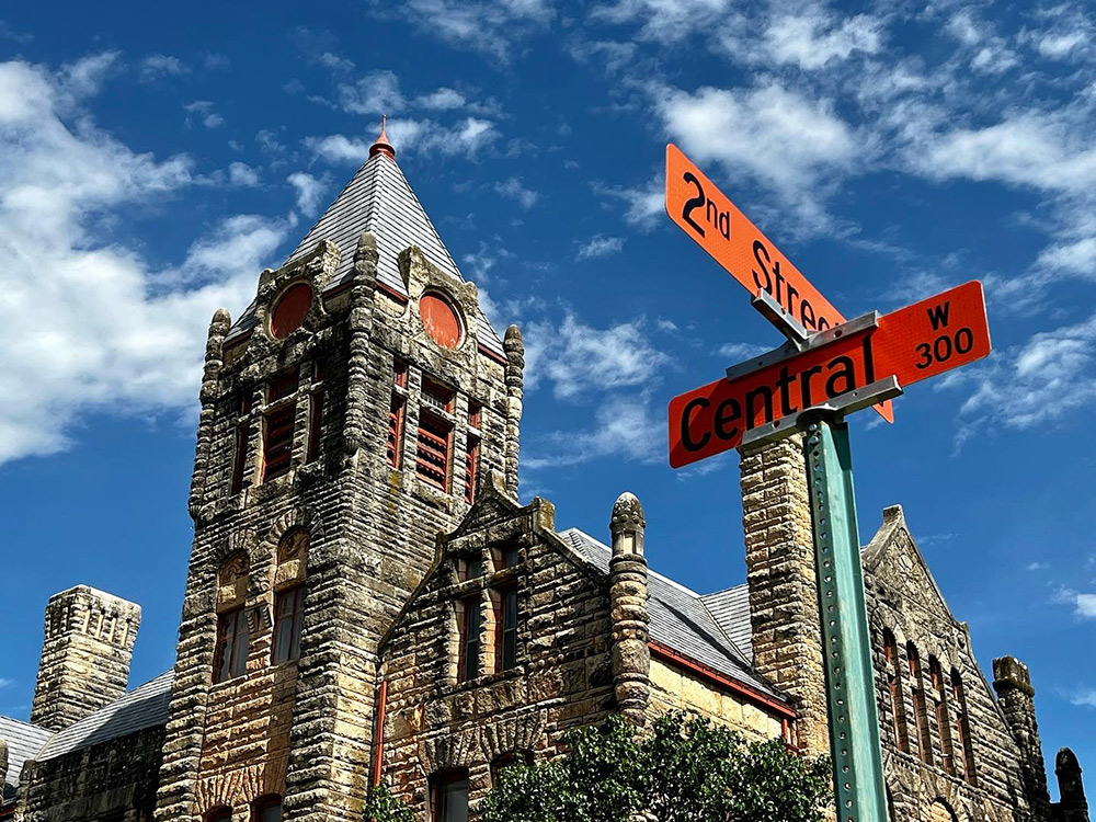 The street signs around campus were decorated orange