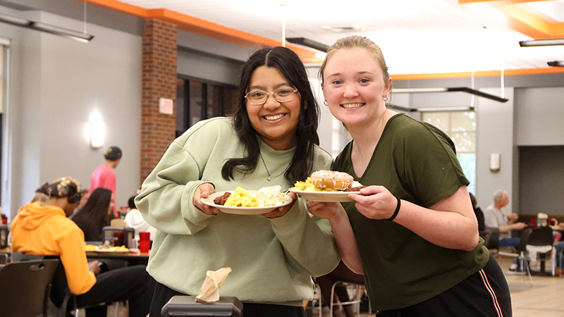 students at exam week midnight breakfast