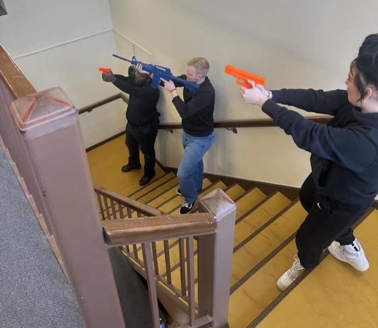 students doing stairwork