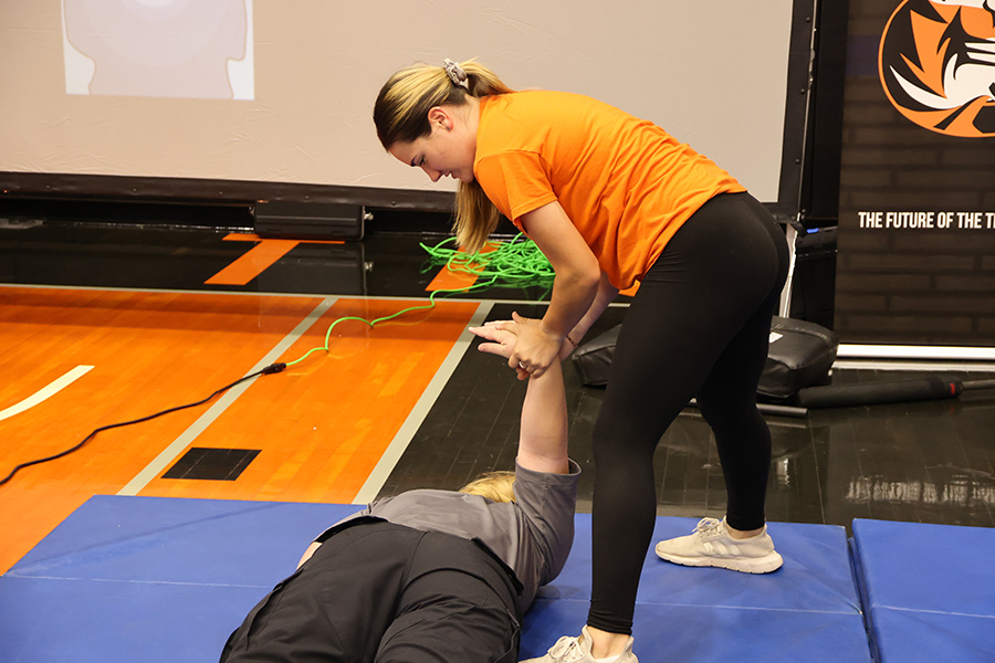 students demonstrating a submission hold