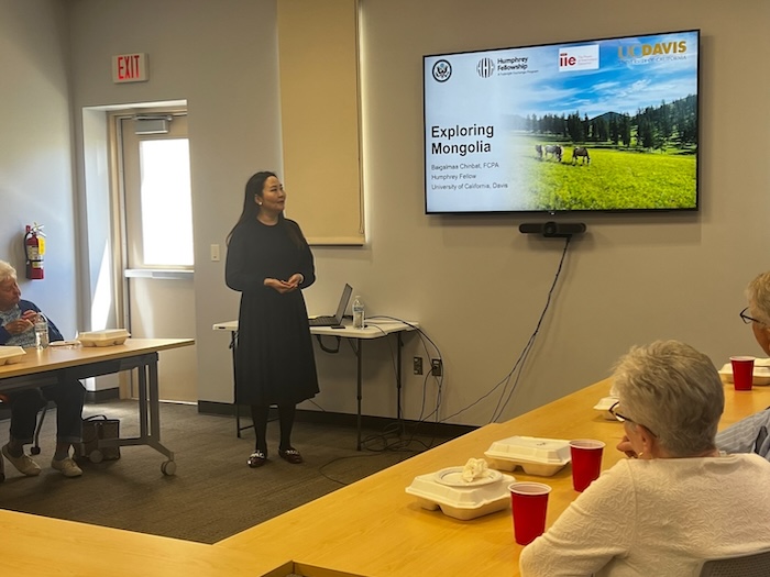 woman giving a presentation