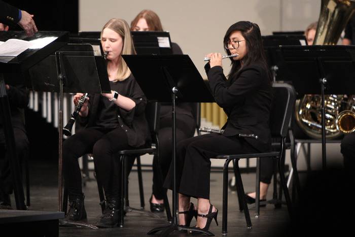 two students band performance