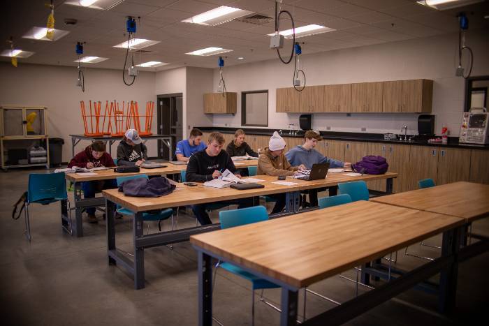 Ag students in a classroom