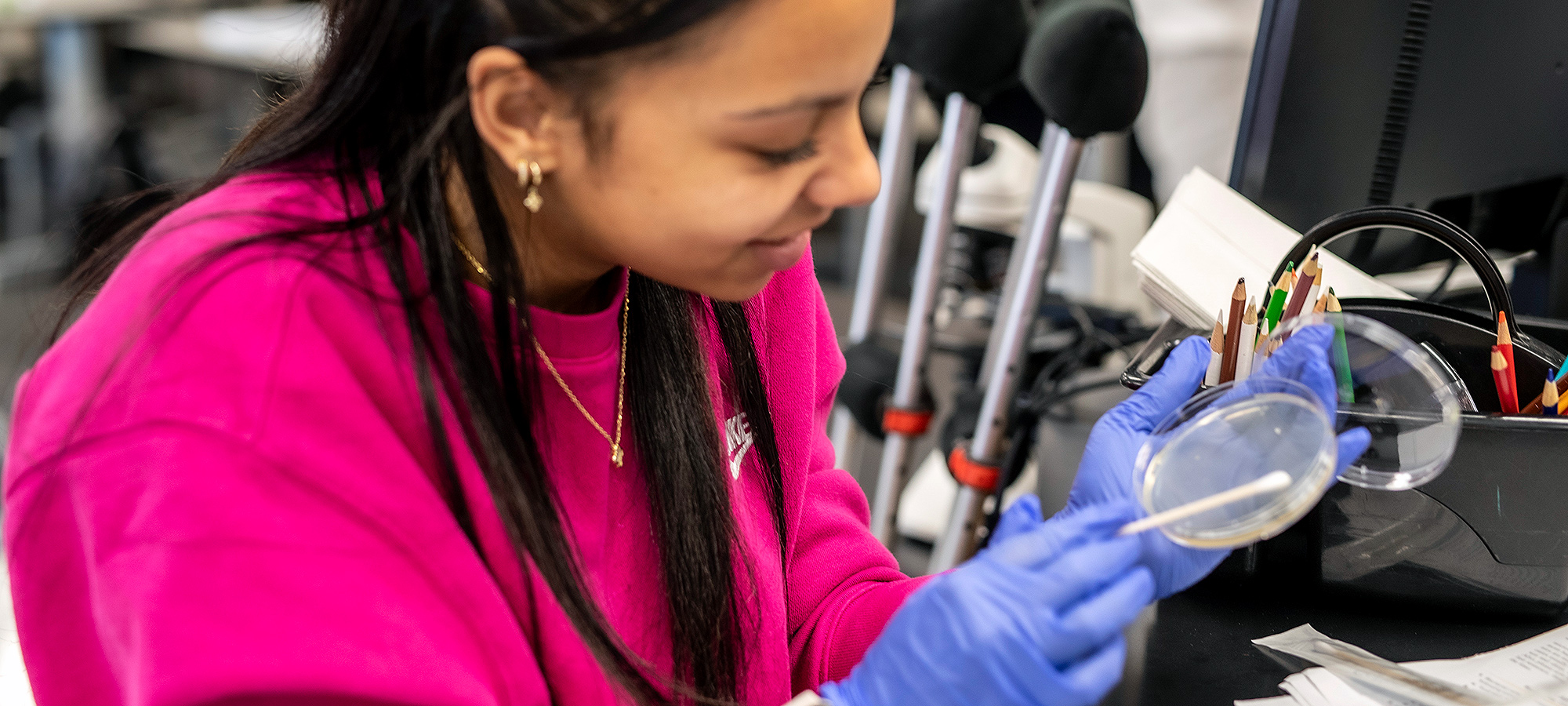 chemistry student in lab