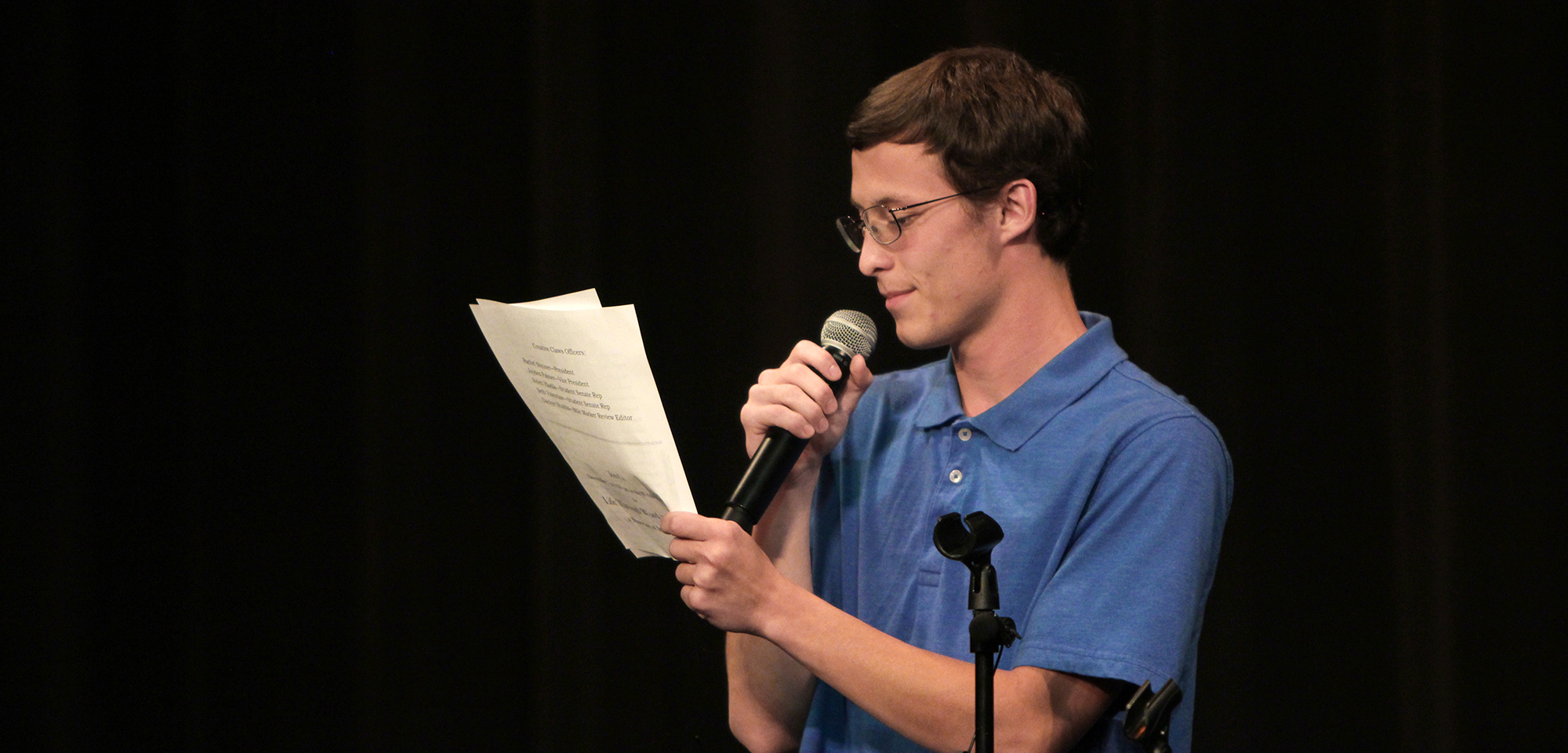 cowley college student presenting his writings