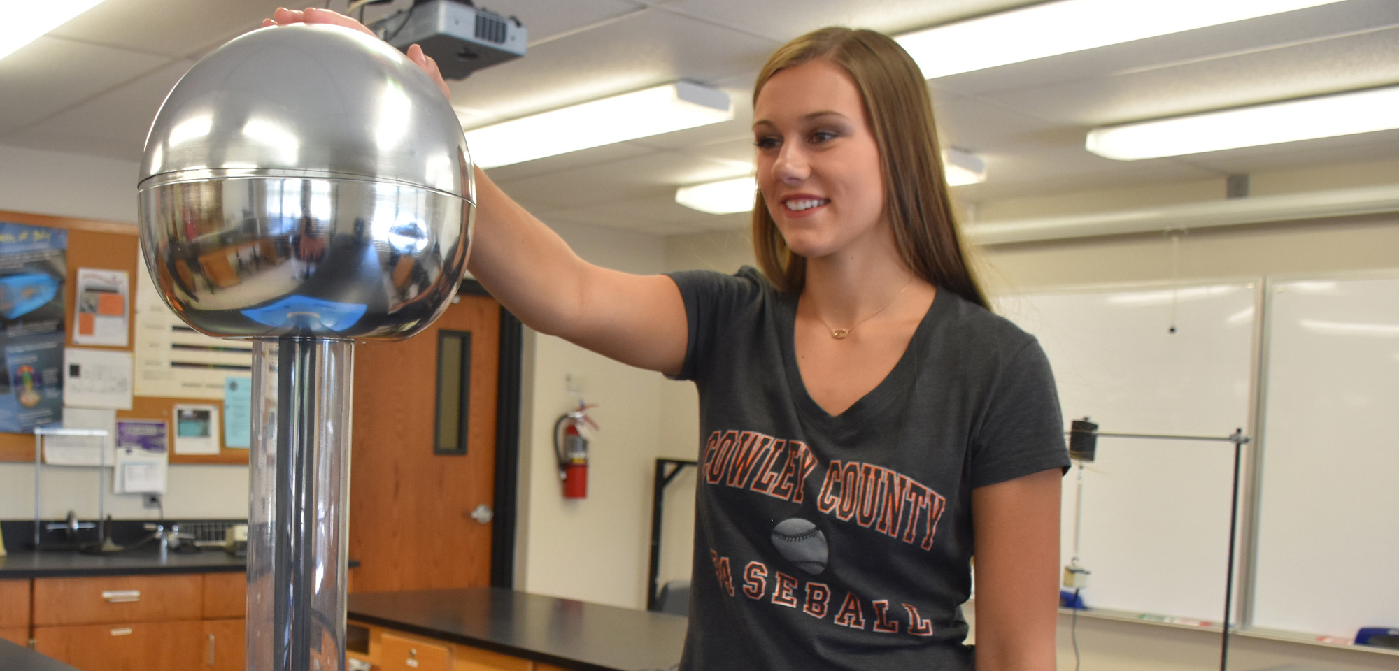 student in a physics lab