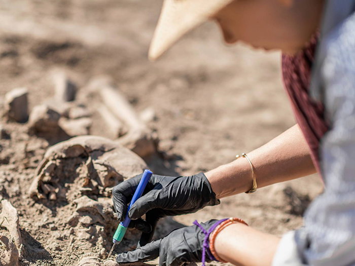 person digging artifacts