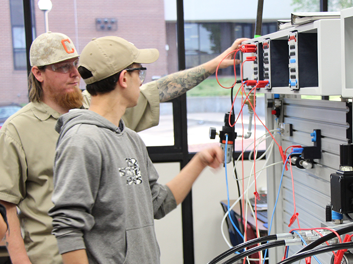 electromechanical students at work in class