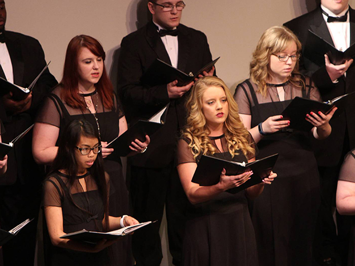 Choir performing on stage