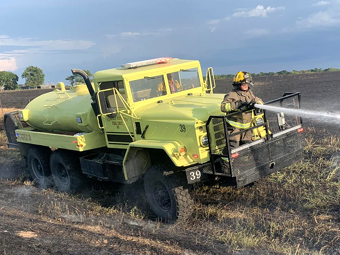 firefighter on a fire truck