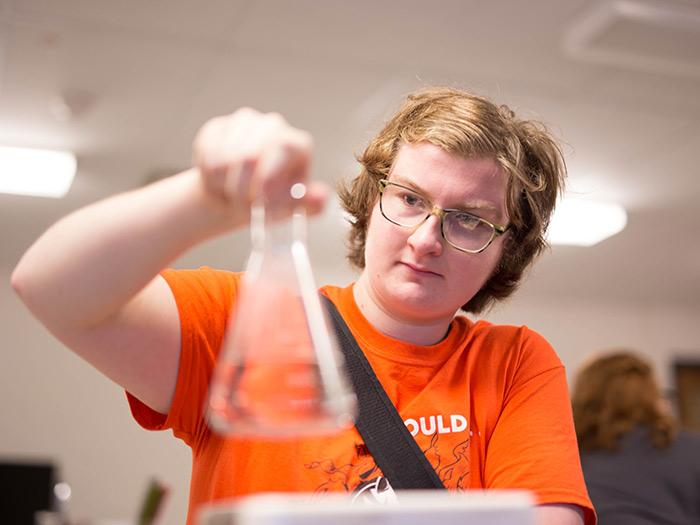 student in lab